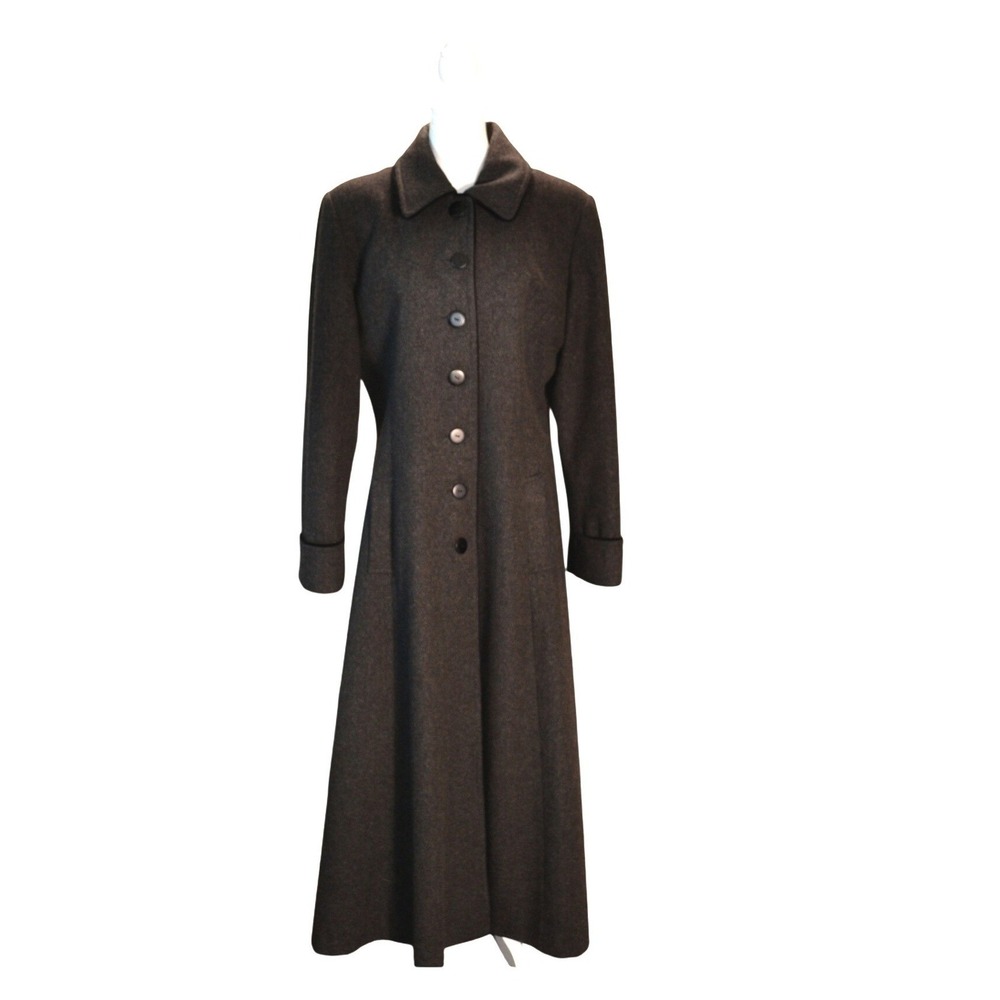 MDP Mario De Pinto Long Wool Coat Work Winter Charcoal Gray USA 12 Tall vintage